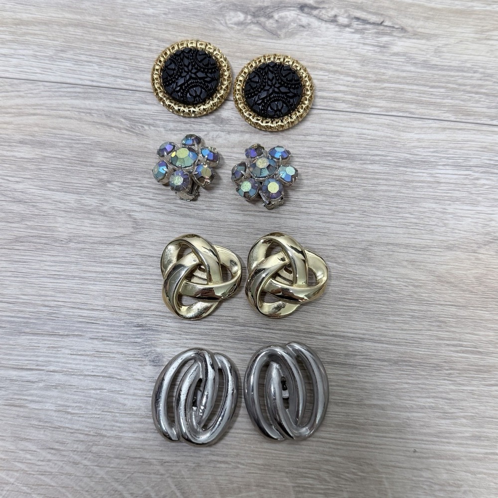 Vintage Shoe Clip Lot Retro Glam Rhinestone Gold Silver‎ Dress Accessories Set
